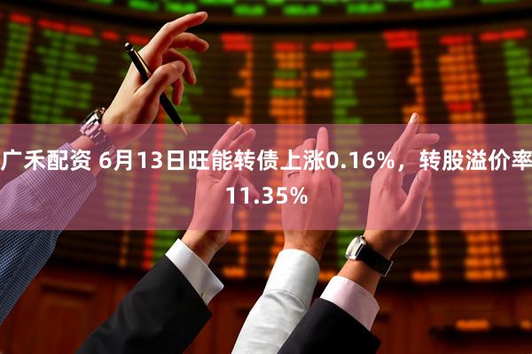 广禾配资 6月13日旺能转债上涨0.16%，转股溢价率11.35%